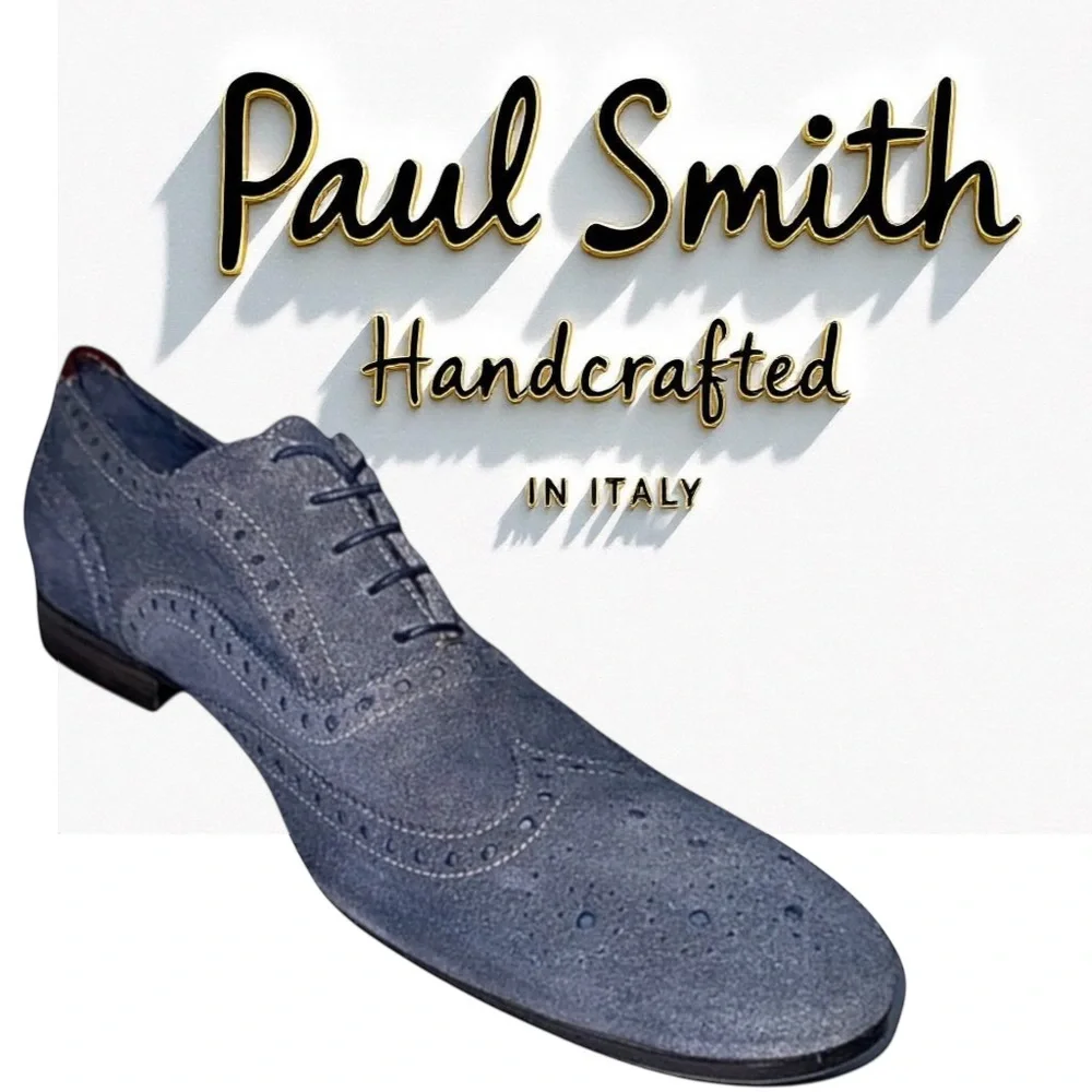 Paul Smith Blue Suede Wingtip Oxford Shoes US 9 M